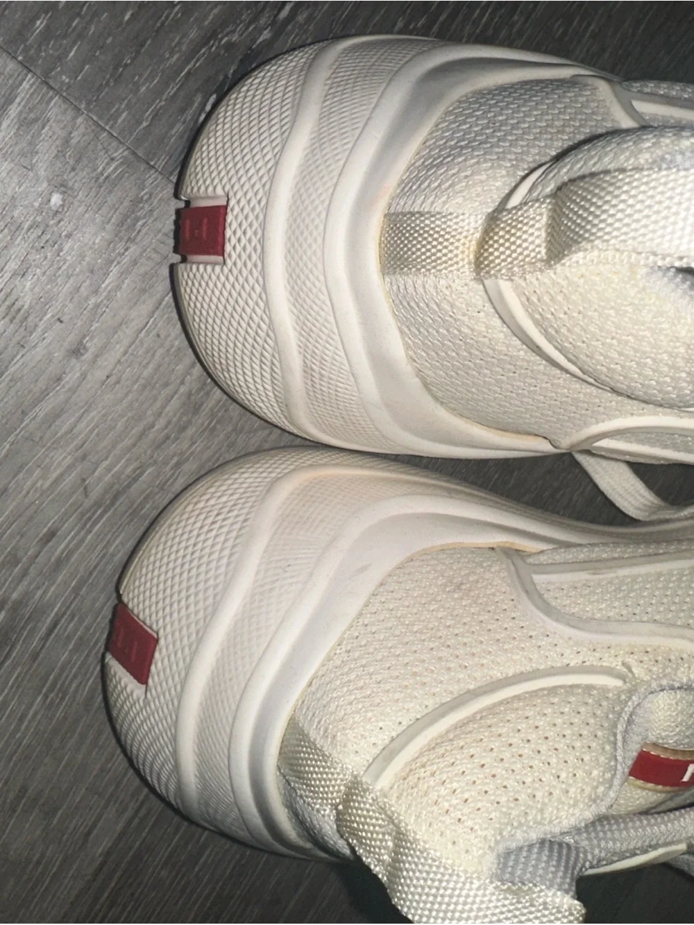 Prada White Sneakers with Red Accent